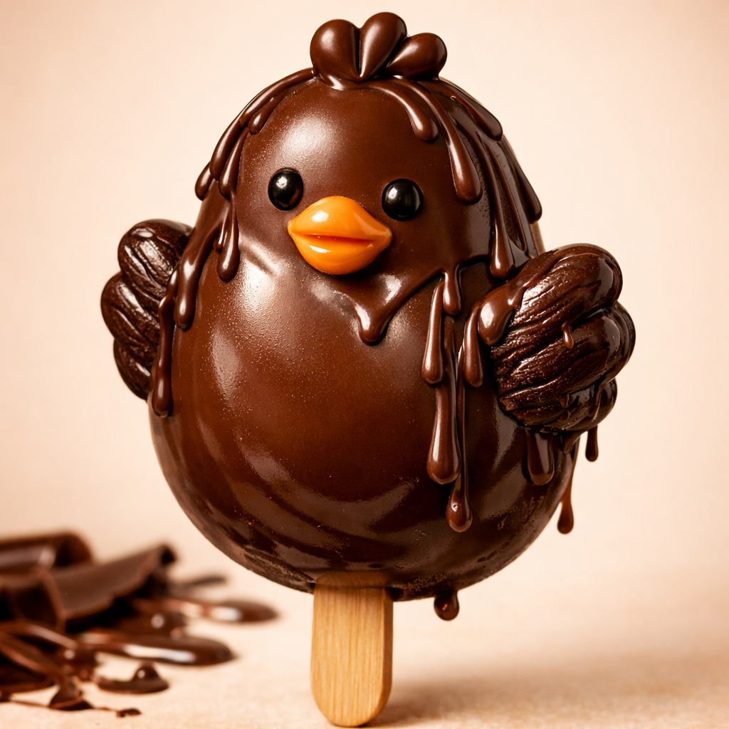 Rich chocolate chicken pop with dripping cocoa